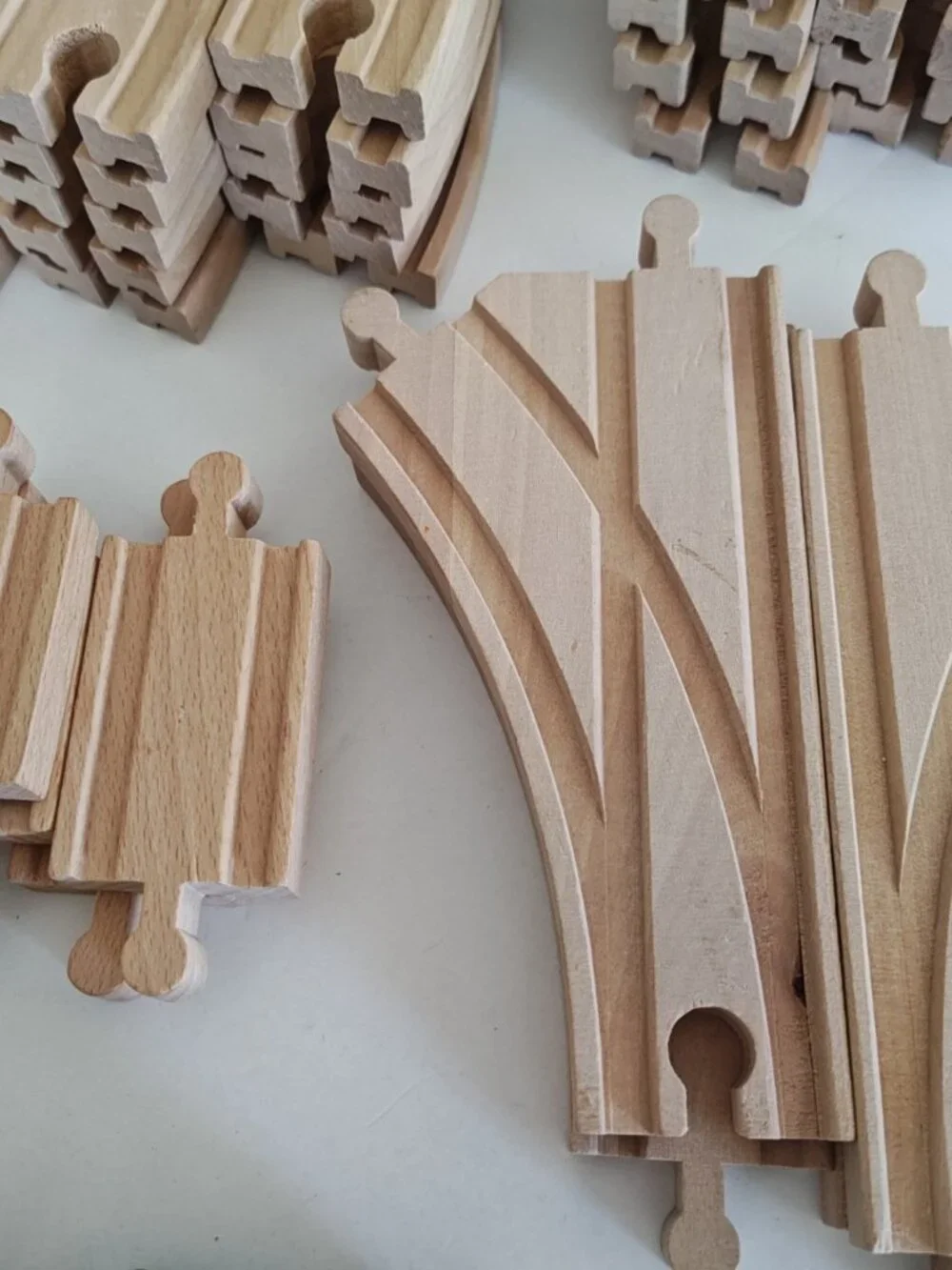 Wooden Train Railway Set 64 Pieces Brio-Compatible Track Train and extras